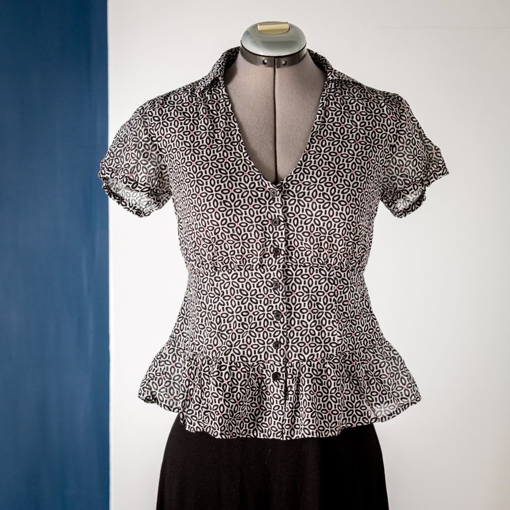 Black and White Sheer Blouse